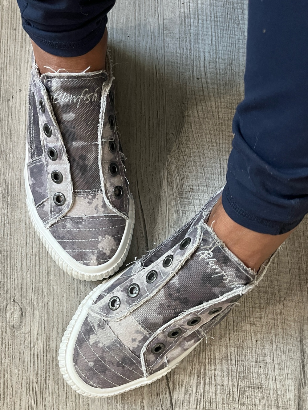 Blowfish Distressed Gray Slip-On Canvas Sneakers
